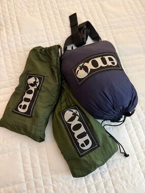 ENO SingleNest Hammock with Carry Sack - Olive Green & Navy